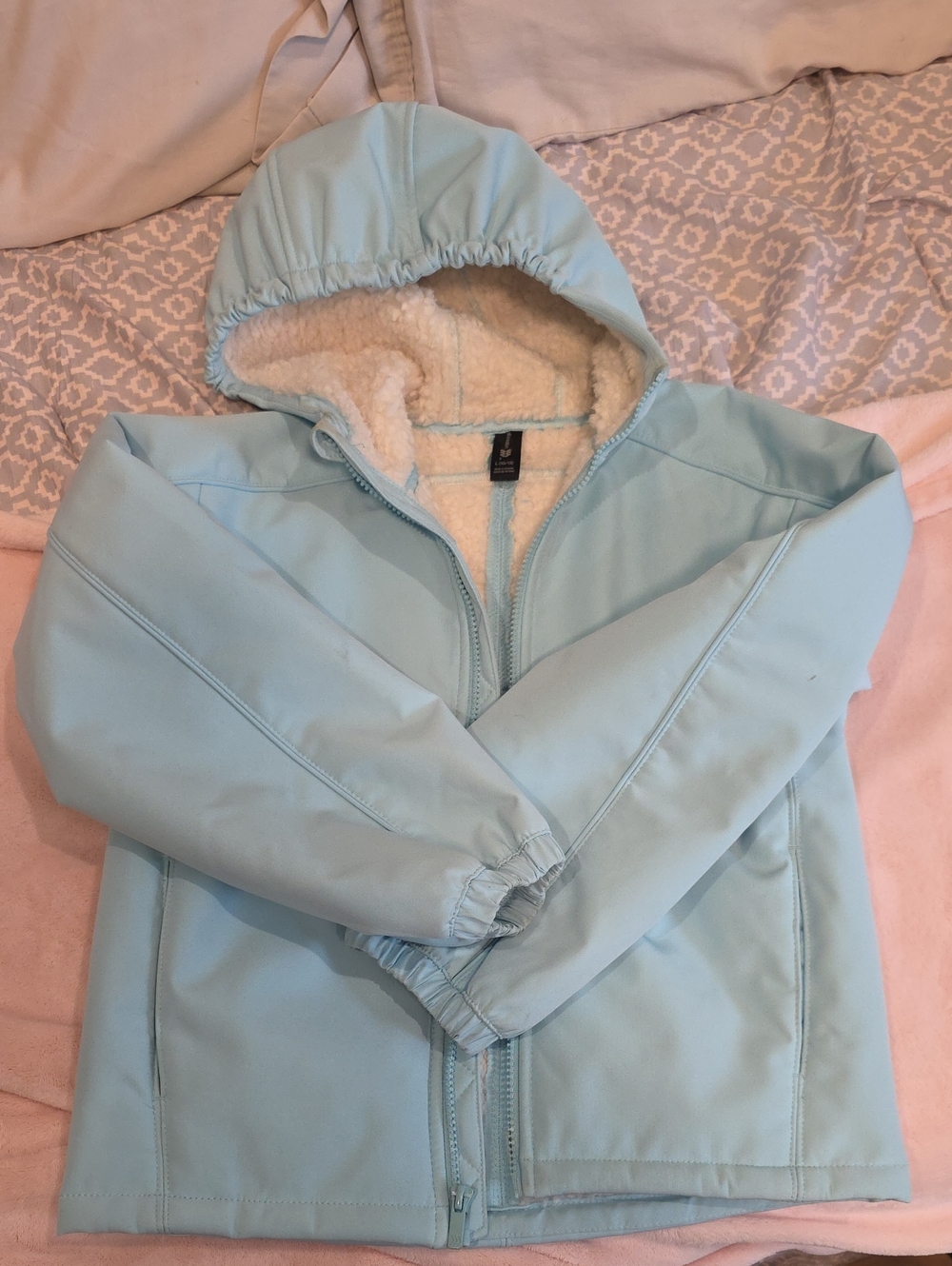 all in motion Light Blue Hooded Sherpa-Lined Jacket
